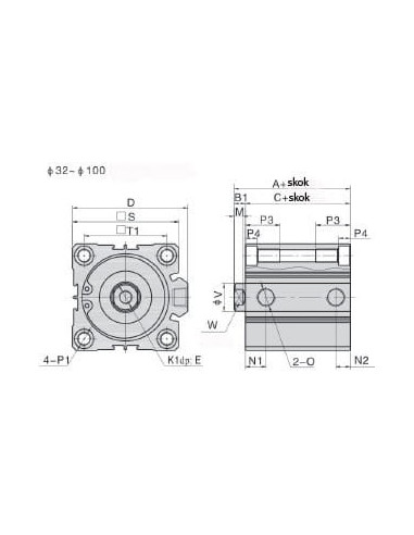 ACQ40X15G Siłownik dociskowy D40x15 bez magnesu | Pneumatyka | Eshop Dopak | Wszystko dla Przemysłu