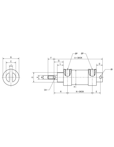 Siłownik pneumatyczny okrągły D32x5 zagniatany, amortyzacja mechaniczna | Pneumatyka | Eshop Dopak | Wszystko dla Przemysłu