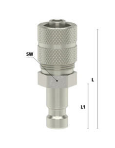 Króciec szybkozłącza Ludecke DN2,7 typ 20 skręcany do węża fi 4x6 mm, mosiądz niklowany | Przewody i Złącza | Eshop Dopak | Wszy 2