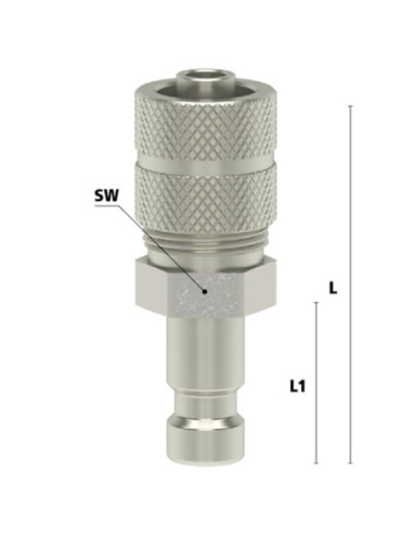 Króciec szybkozłącza Ludecke DN2,7 typ 20 skręcany do węża fi 4x6 mm, mosiądz niklowany | Przewody i Złącza | Eshop Dopak | Wszy