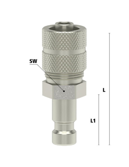 Króciec szybkozłącza Ludecke DN2,7 typ 20 skręcany do węża fi 4x6 mm, mosiądz niklowany | Przewody i Złącza | Eshop Dopak | Wszy
