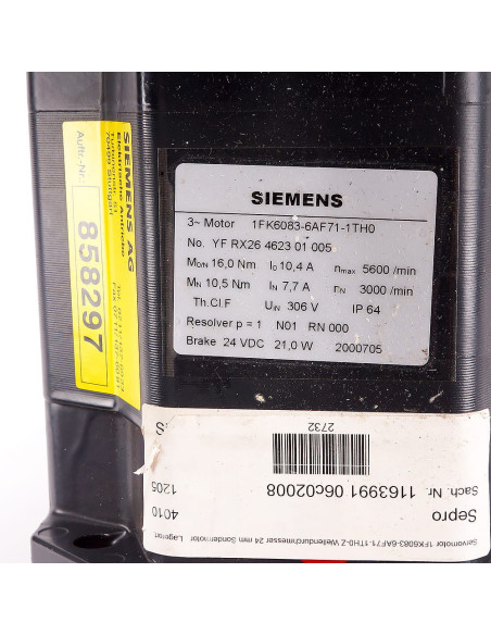 Servomotor, 1FK6083-6AF71-1TH0, SIEMENS | Automatyka | Eshop Dopak | Wszystko dla Przemysłu