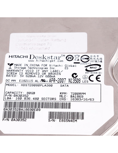 Dysk twardy, HDS728080PLA380, 80 GB, HITACHI | Elektryka | Eshop Dopak | Wszystko dla Przemysłu