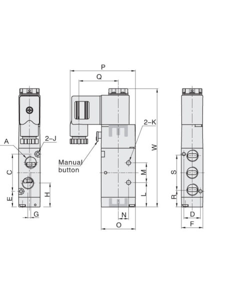 Elektrozawór pneumatyczny rozdzielający 5/2 G 1/4 monostabilny (sprężyna pneumatyczna), Flowmatik | Pneumatyka | Eshop Dopak | W