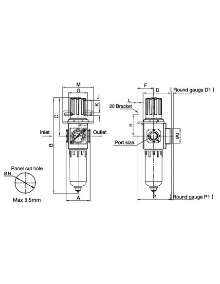 Filtroreduktor G 1/8 GW do 10 bar, regulacja 1,5-9 bar, 5 mikronów | Pneumatyka | Eshop Dopak | Wszystko dla Przemysłu