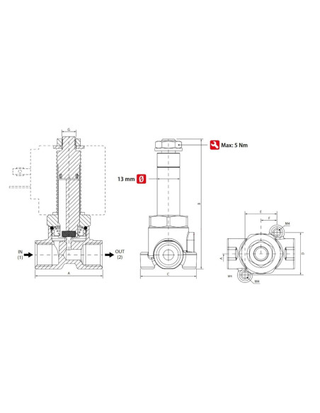 Zawór elektromagnetyczny membranowy 2/2 NC, G 1/4, FKM, 0-30 bar, DN3, 220V AC | Automatyka | Eshop Dopak | Wszystko dla Przemys