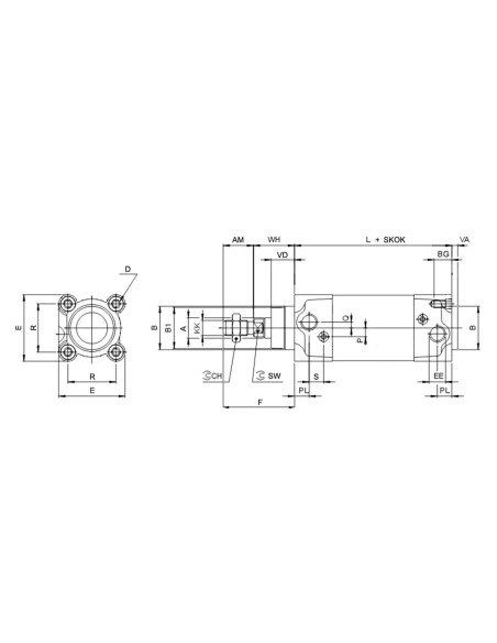 Siłownik pneumatyczny ISO15552/6431 D50x200 z amortyzacją pneumatyczną MM | Pneumatyka | Eshop Dopak | Wszystko dla Przemysłu