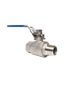 Zawór kulowy gwintowany Flowmatik R 3/4 GW - R 3/4 GZ PN63, 2-elementowy, PTFE, stal 316, z blokadą | Hydraulika | Eshop Dopak | 2