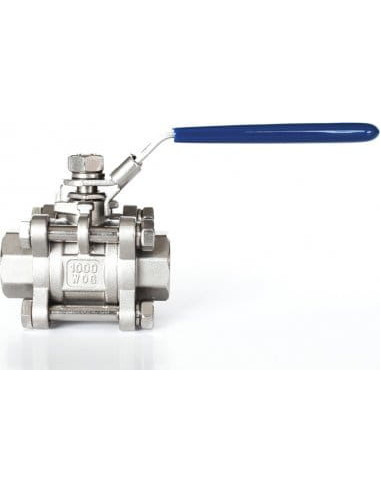 Zawór kulowy gwintowany Flowmatik R 3/4 GW PN63, 3-elementowy, PTFE, stal 316, z blokadą | Hydraulika | Eshop Dopak | Wszystko d