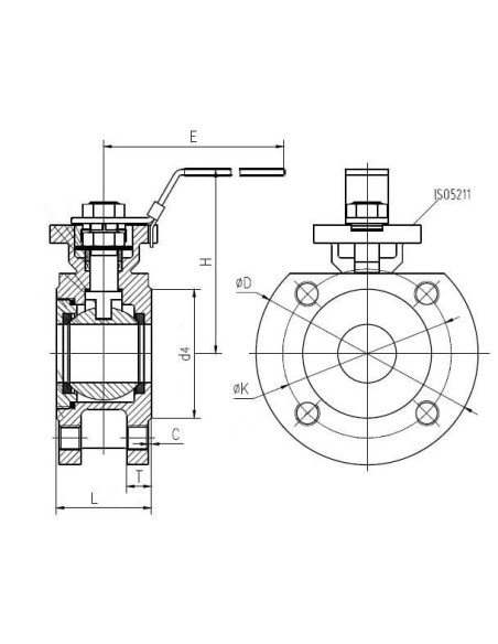 Zawór kulowy międzykołnierzowy Flowmatik DN32 nierdzewny 316, PTFE, z płytą ISO5211, z blokadą | Hydraulika | Eshop Dopak | Wszy