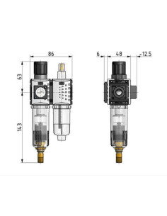 Blok przygotowania powietrza G1/4 GW do 12 bar, regulacja 0,5-10 bar, 5 um, Futura mini | Pneumatyka | Eshop Dopak | Wszystko dl 2