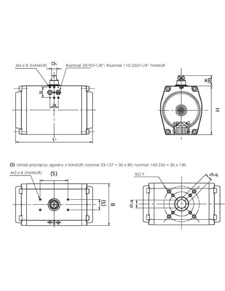 Napęd pneumatyczny do zaworów, ćwierćobrotowy podwójnego działania F03-F05 23Nm/6 bar Q14 | Hydraulika | Eshop Dopak | Wszystko 