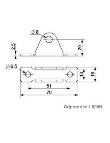 Mocowanie sprężyny gazowej naścienne, INOX proste, trzpień fi 8 mm, do 1800N | Mechanika Przemysłowa | Sklep Eshop Dopak