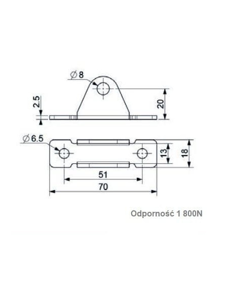 Mocowanie sprężyny gazowej naścienne, INOX proste, trzpień fi 8 mm, do 1800N | Mechanika Przemysłowa | Sklep Eshop Dopak