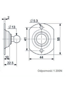 Mocowanie sprężyny gazowej naścienne płaskie, kula fi 13 mm, do 1200N | Mechanika Przemysłowa | Sklep Eshop Dopak 2