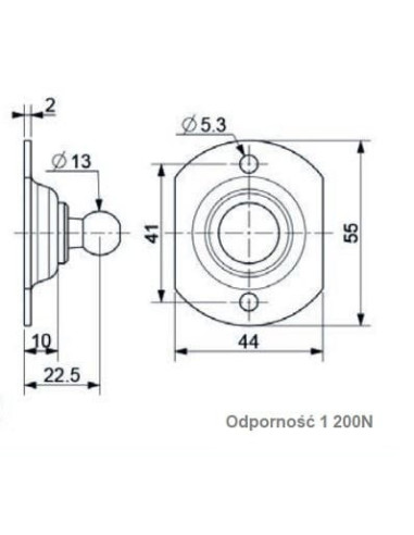Mocowanie sprężyny gazowej naścienne płaskie, kula fi 13 mm, do 1200N | Mechanika Przemysłowa | Sklep Eshop Dopak