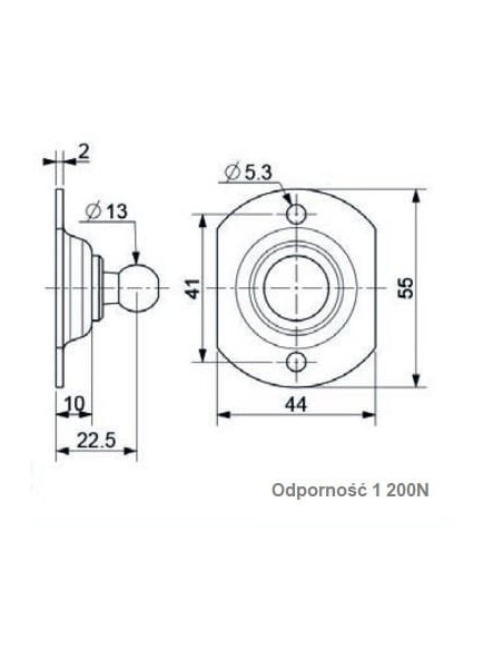 Mocowanie sprężyny gazowej naścienne płaskie, kula fi 13 mm, do 1200N | Mechanika Przemysłowa | Sklep Eshop Dopak