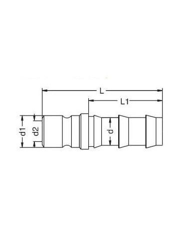 Króciec do form wtrys.DN6 DME, pod wąż Push-Lock 13 mm, bez zaworu