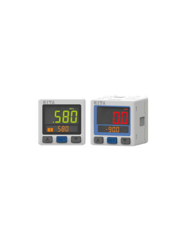 Manometr elektroniczny cyfrowy -1/ 1 bar, G 1/8 GZ - M5 GW, 2xPNP/1-5V, aksjalny, kabel 2m | Przyrządy Pomiarowe | Eshop Dopak |