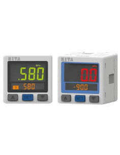 Manometr elektroniczny cyfrowy -1/10 bar, G 1/8 GZ - M5 GW, 2xPNP/4-20 mA aksjalny, kabel 2m | Przyrządy Pomiarowe | Eshop Dopak