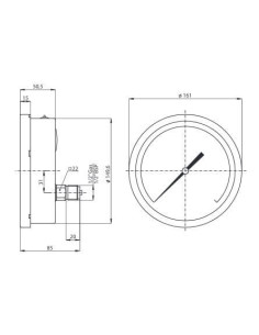 Manometr kwasoodporny G1/2TE, 150mm, 0-10bar | Przyrządy Pomiarowe | Eshop Dopak | Wszystko dla Przemysłu 2