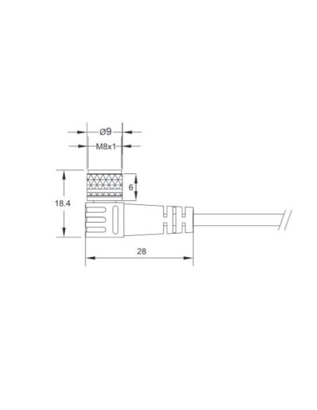 Kabel z wtykiem kątowym M8 3-pin, 5m. | Automatyka | Eshop Dopak | Wszystko dla Przemysłu