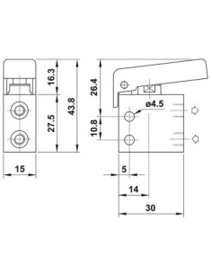 Zawór mechaniczny 3/2 NC z przył M5, boczny, dźw. Ziel | Pneumatyka | Eshop Dopak | Wszystko dla Przemysłu