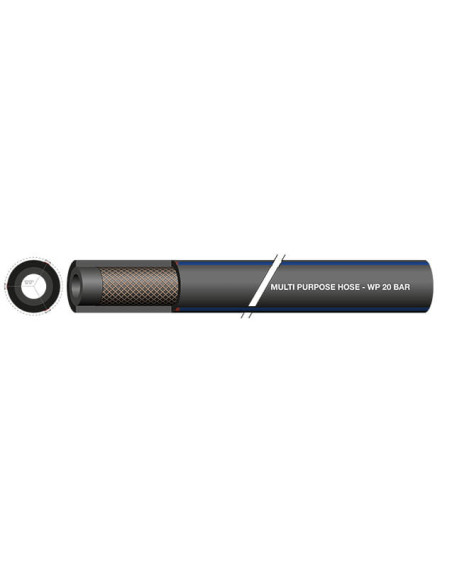 Wąż gumowy MultiPurpose EPDM, antystatyczny fi 8x15mm, 20bar, tłoczny, czarny, niebieski pasek | Pneumatyka | Eshop Dopak | Wszy