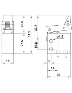Zawór mechaniczny 3/2 NO z przył M5, z dźw. Jednokier | Pneumatyka | Eshop Dopak | Wszystko dla Przemysłu