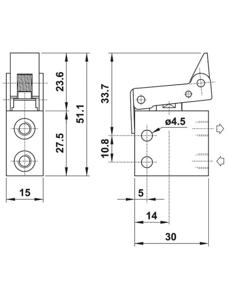 Zawór mechaniczny 3/2 NO z przył M5, z dźw. jednokier,b | Pneumatyka | Eshop Dopak | Wszystko dla Przemysłu