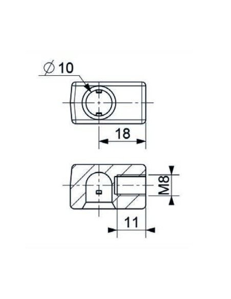 Gniazdo do przegubu M8, fi 10 plastik, max. 400N | Mechanika Przemysłowa | Sklep Eshop Dopak