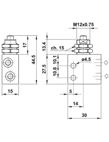Zawór mechaniczny 3/2 NO z przył M5, tablicowy, boczny | Pneumatyka | Eshop Dopak | Wszystko dla Przemysłu
