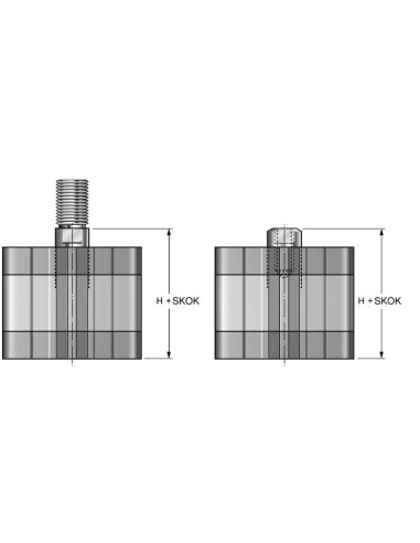 Siłownik pneumatyczny kompaktowy, D32x20 ISO21287 , jednostronnego działania, ze sprężyną powrotną | Pneumatyka | Eshop Dopak | 